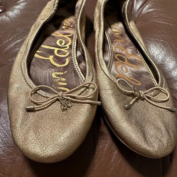Sam Edelman Gold Leather Ballet Flats Size 6 - Picture 3 of 9